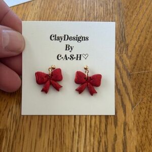 Red Bow Earrings